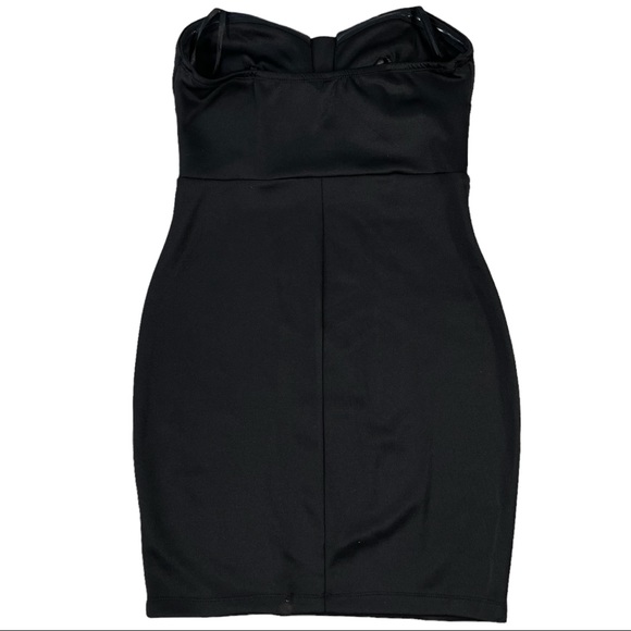 G by Guess NWT size small black strapless mini dress with silver swirl designs - Picture 5 of 11